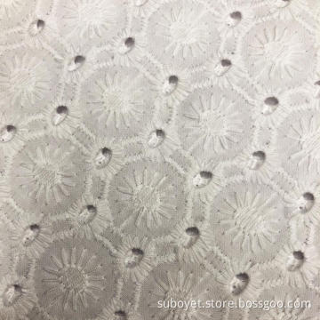 Embroidery White Knitting Fabric